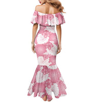 Pink Aloha Hawaii Mermaid Dress Monstera Hibiscus Plumeria Seamless Vibes LT14 - Polynesian Pride