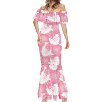 Pink Aloha Hawaii Mermaid Dress Monstera Hibiscus Plumeria Seamless Vibes LT14 - Polynesian Pride