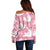 Pink Aloha Hawaii Off Shoulder Sweater Monstera Hibiscus Plumeria Seamless Vibes - Polynesian Pride