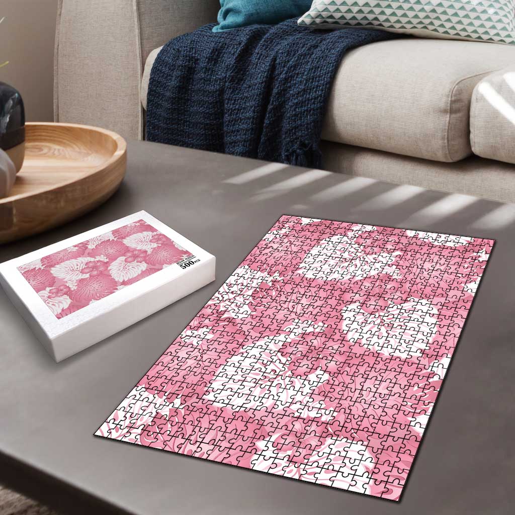 Pink Aloha Hawaii Puzzle Monstera Hibiscus Plumeria Seamless Vibes - Polynesian Pride