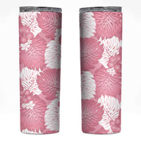 Pink Aloha Hawaii Skinny Tumbler Monstera Hibiscus Plumeria Seamless Vibes LT14 Pink - Polynesian Pride