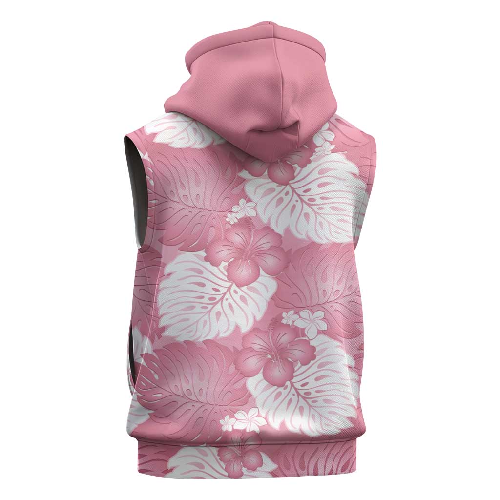 Pink Aloha Hawaii Sleeveless Hoodie Monstera Hibiscus Plumeria Seamless Vibes LT14 - Polynesian Pride