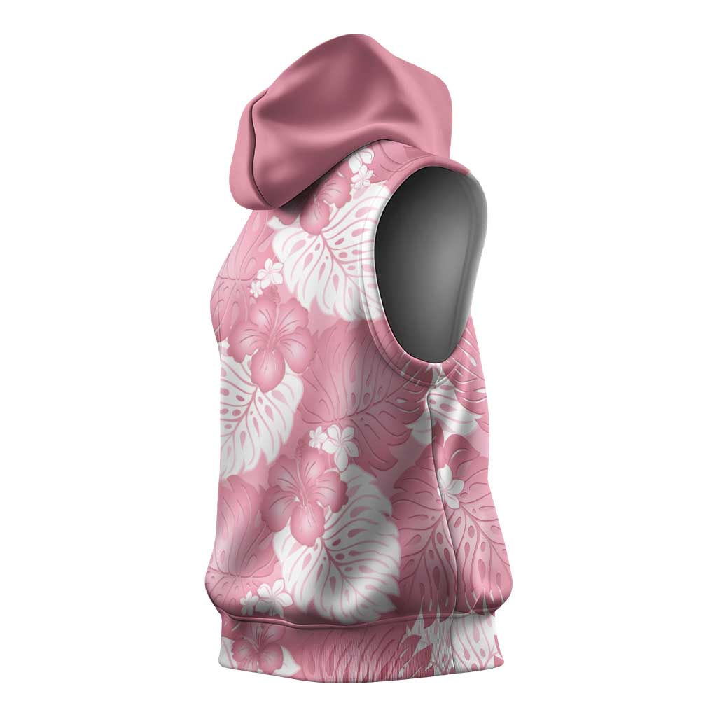 Pink Aloha Hawaii Sleeveless Hoodie Monstera Hibiscus Plumeria Seamless Vibes LT14 - Polynesian Pride