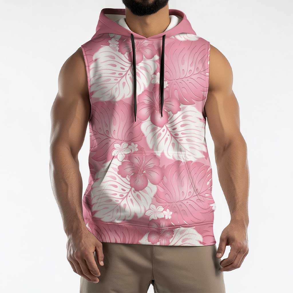 Pink Aloha Hawaii Sleeveless Hoodie Monstera Hibiscus Plumeria Seamless Vibes LT14 - Polynesian Pride