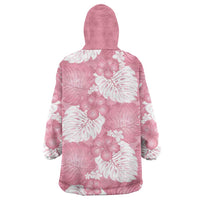 Pink Aloha Hawaii Wearable Blanket Hoodie Monstera Hibiscus Plumeria Seamless Vibes LT14 - Polynesian Pride