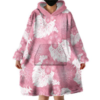 Pink Aloha Hawaii Wearable Blanket Hoodie Monstera Hibiscus Plumeria Seamless Vibes LT14 - Polynesian Pride