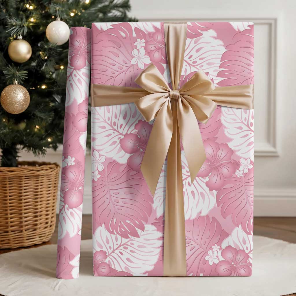 Pink Aloha Hawaii Wrapping Paper Monstera Hibiscus Plumeria Seamless Vibes - Polynesian Pride
