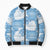 Blue Aloha Hawaii Bomber Puffer Jacket Monstera Hibiscus Plumeria Seamless Vibes - Polynesian Pride