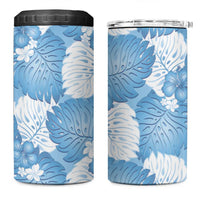 Blue Aloha Hawaii 4 in 1 Can Cooler Tumbler Monstera Hibiscus Plumeria Seamless Vibes LT14 One Size: 16 oz Blue - Polynesian Pride