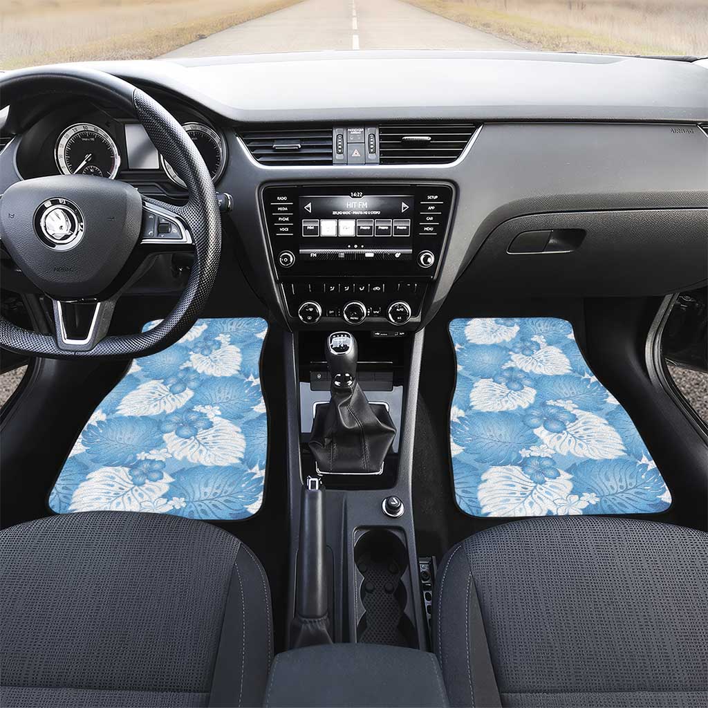 Blue Aloha Hawaii Car Mats Monstera Hibiscus Plumeria Seamless Vibes - Polynesian Pride