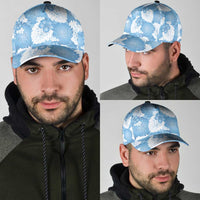 Blue Aloha Hawaii Classic Cap Monstera Hibiscus Plumeria Seamless Vibes - Polynesian Pride