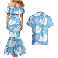 Blue Aloha Hawaii Couples Matching Mermaid Dress and Hawaiian Shirt Monstera Hibiscus Plumeria Seamless Vibes LT14 - Polynesian Pride