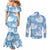 Blue Aloha Hawaii Couples Matching Mermaid Dress and Long Sleeve Button Shirt Monstera Hibiscus Plumeria Seamless Vibes - Polynesian Pride