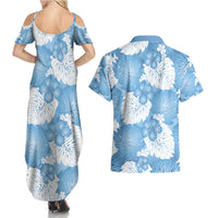 Blue Aloha Hawaii Couples Matching Summer Maxi Dress and Hawaiian Shirt Monstera Hibiscus Plumeria Seamless Vibes LT14 - Polynesian Pride