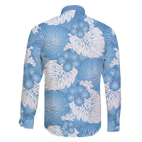 Blue Aloha Hawaii Family Matching Off Shoulder Short Dress and Hawaiian Shirt Monstera Hibiscus Plumeria Seamless Vibes LT14 - Polynesian Pride