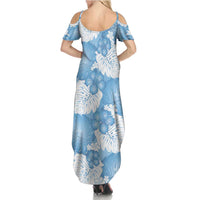 Blue Aloha Hawaii Family Matching Summer Maxi Dress and Hawaiian Shirt Monstera Hibiscus Plumeria Seamless Vibes LT14 - Polynesian Pride