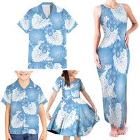 Blue Aloha Hawaii Family Matching Tank Maxi Dress and Hawaiian Shirt Monstera Hibiscus Plumeria Seamless Vibes LT14 - Polynesian Pride