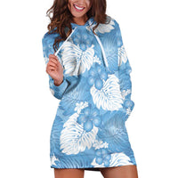 Blue Aloha Hawaii Hoodie Dress Monstera Hibiscus Plumeria Seamless Vibes LT14 Blue - Polynesian Pride