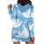 Blue Aloha Hawaii Hoodie Dress Monstera Hibiscus Plumeria Seamless Vibes - Polynesian Pride