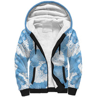 Blue Aloha Hawaii Sherpa Hoodie Monstera Hibiscus Plumeria Seamless Vibes LT14 Unisex Blue - Polynesian Pride
