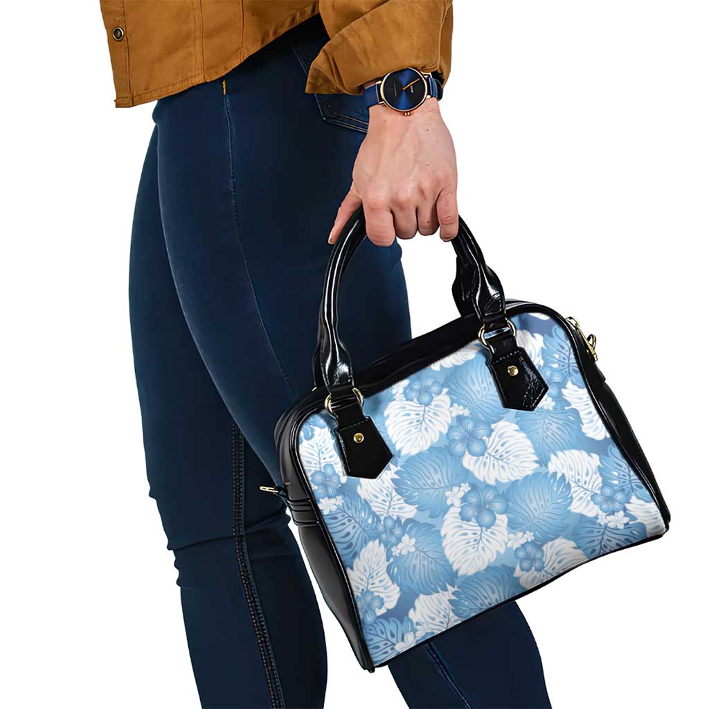 Blue Aloha Hawaii Shoulder Handbag Monstera Hibiscus Plumeria Seamless Vibes - Polynesian Pride