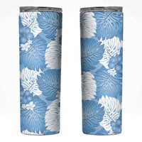 Blue Aloha Hawaii Skinny Tumbler Monstera Hibiscus Plumeria Seamless Vibes LT14 Blue - Polynesian Pride