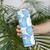Blue Aloha Hawaii Skinny Tumbler Monstera Hibiscus Plumeria Seamless Vibes LT14 - Polynesian Pride