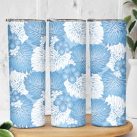 Blue Aloha Hawaii Skinny Tumbler Monstera Hibiscus Plumeria Seamless Vibes LT14 - Polynesian Pride