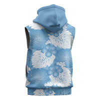 Blue Aloha Hawaii Sleeveless Zip Hoodie Monstera Hibiscus Plumeria Seamless Vibes LT14 - Polynesian Pride