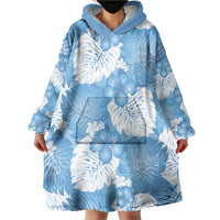 Blue Aloha Hawaii Wearable Blanket Hoodie Monstera Hibiscus Plumeria Seamless Vibes LT14 - Polynesian Pride