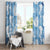 Blue Aloha Hawaii Window Curtain Monstera Hibiscus Plumeria Seamless Vibes - Polynesian Pride