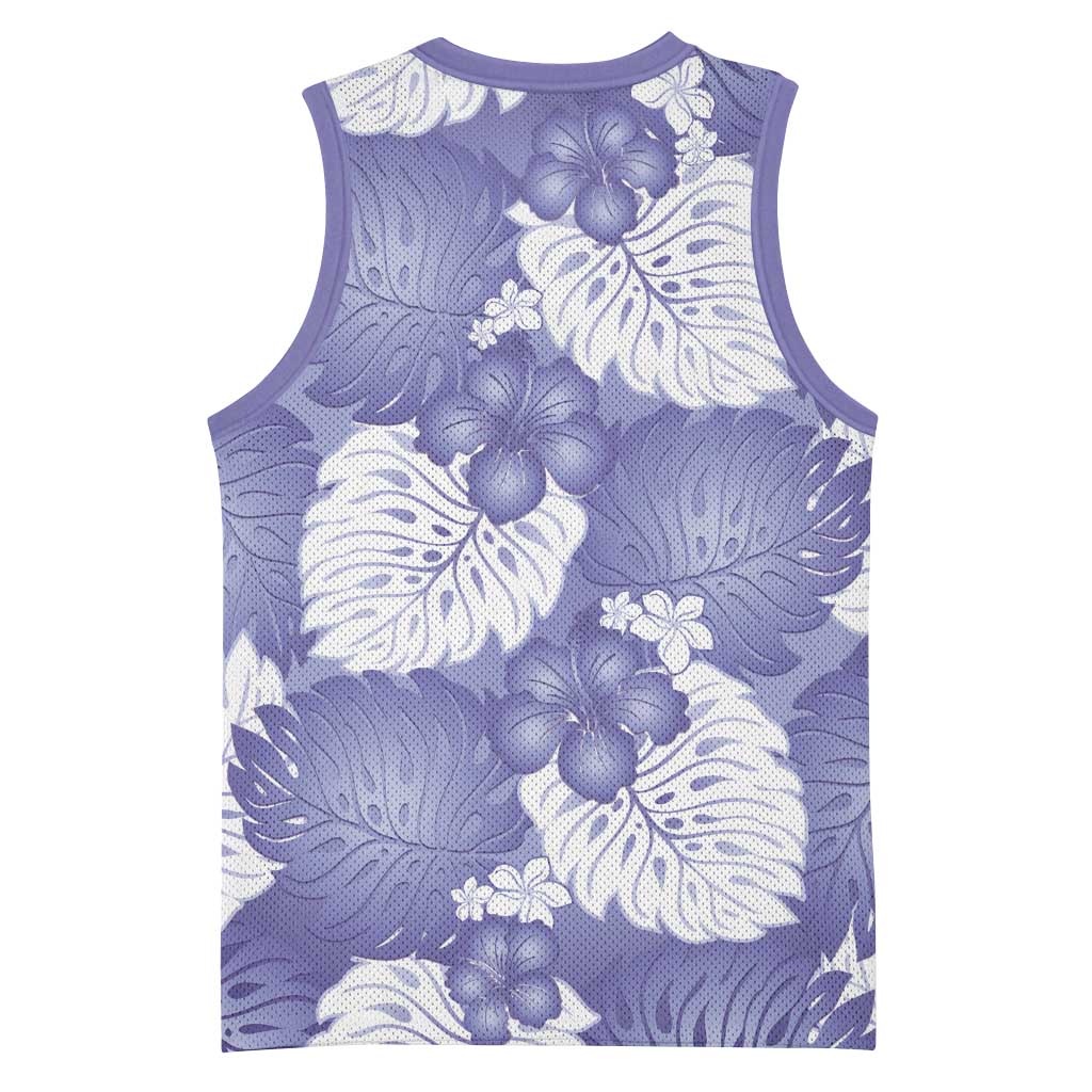 Purple Aloha Hawaii Basketball Jersey Monstera Hibiscus Plumeria Seamless Vibes LT14 - Polynesian Pride