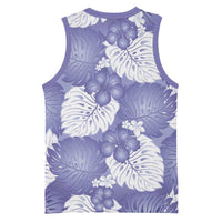 Purple Aloha Hawaii Basketball Jersey Monstera Hibiscus Plumeria Seamless Vibes LT14 - Polynesian Pride