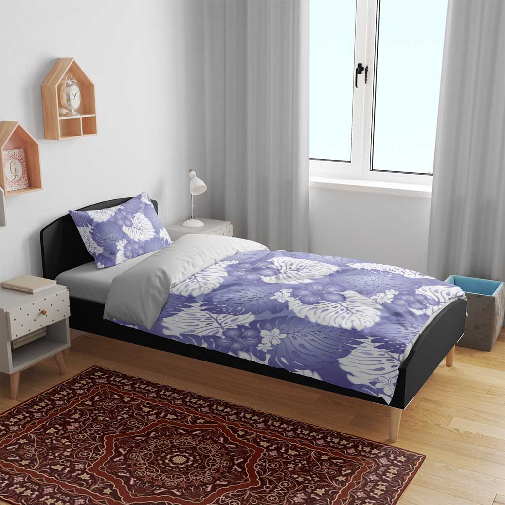 Purple Aloha Hawaii Bedding Set Monstera Hibiscus Plumeria Seamless Vibes - Polynesian Pride