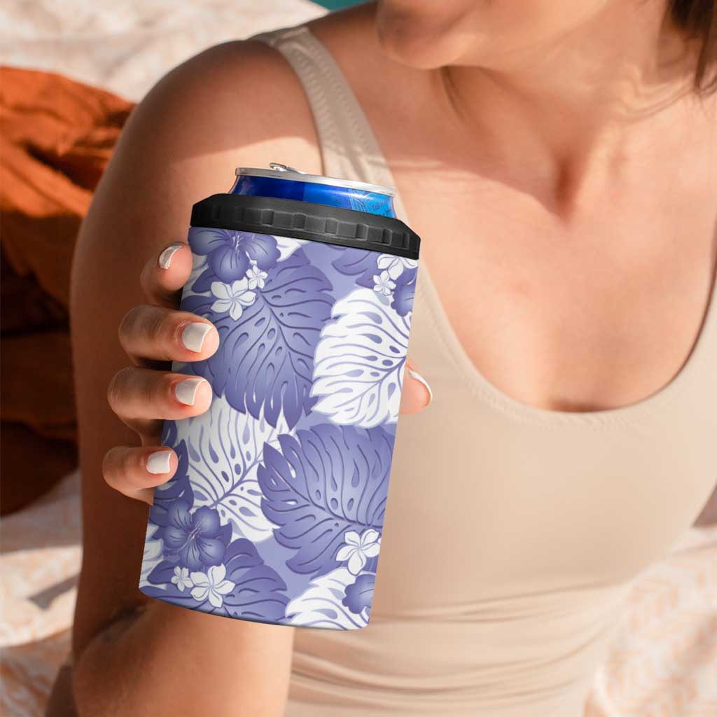 Purple Aloha Hawaii 4 in 1 Can Cooler Tumbler Monstera Hibiscus Plumeria Seamless Vibes LT14 - Polynesian Pride