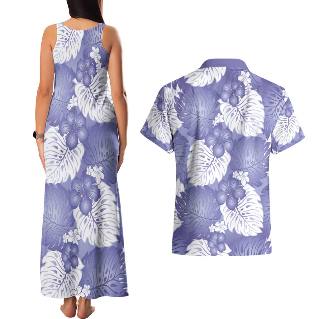 Purple Aloha Hawaii Couples Matching Tank Maxi Dress and Hawaiian Shirt Monstera Hibiscus Plumeria Seamless Vibes LT14 - Polynesian Pride