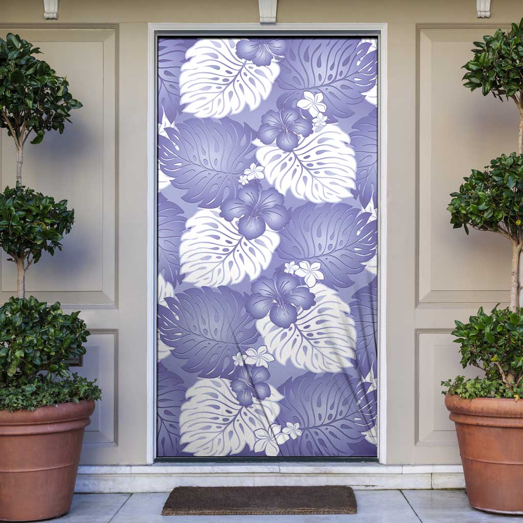 Purple Aloha Hawaii Door Cover Monstera Hibiscus Plumeria Seamless Vibes LT14 Purple - Polynesian Pride