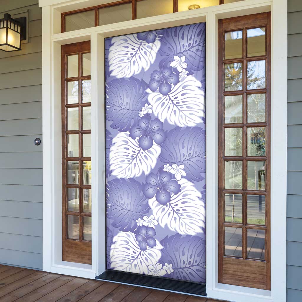 Purple Aloha Hawaii Door Cover Monstera Hibiscus Plumeria Seamless Vibes LT14 - Polynesian Pride
