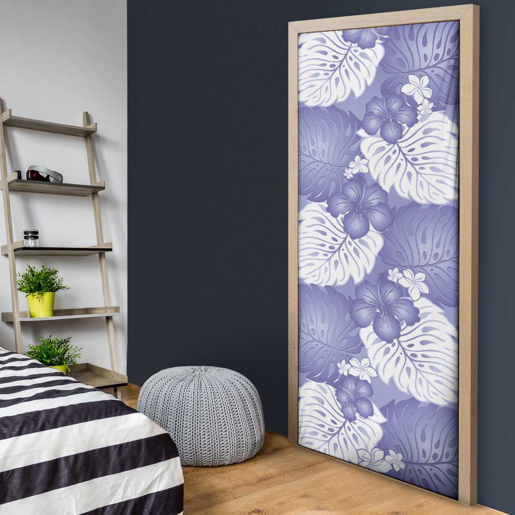 Purple Aloha Hawaii Door Cover Monstera Hibiscus Plumeria Seamless Vibes LT14 - Polynesian Pride