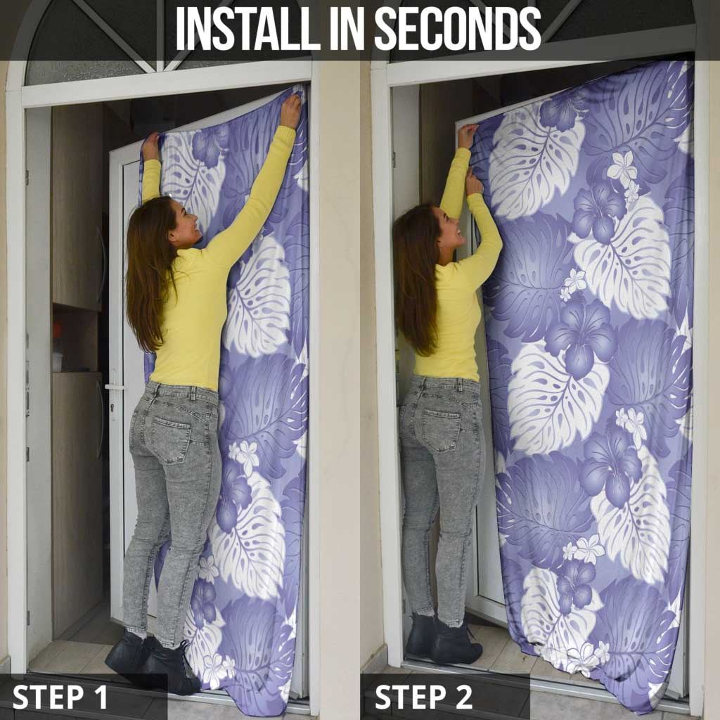 Purple Aloha Hawaii Door Cover Monstera Hibiscus Plumeria Seamless Vibes LT14 - Polynesian Pride