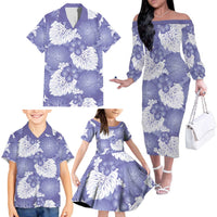 Purple Aloha Hawaii Family Matching Off The Shoulder Long Sleeve Dress and Hawaiian Shirt Monstera Hibiscus Plumeria Seamless Vibes LT14 - Polynesian Pride