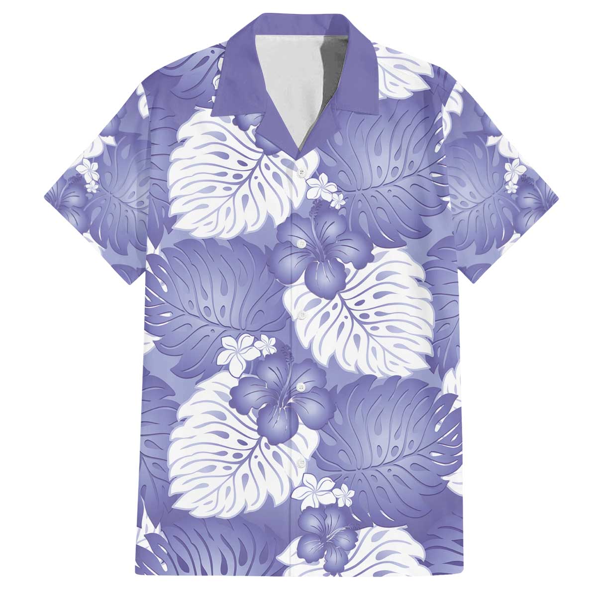 Purple Aloha Hawaii Family Matching Off The Shoulder Long Sleeve Dress and Hawaiian Shirt Monstera Hibiscus Plumeria Seamless Vibes LT14 Dad's Shirt - Short Sleeve Purple - Polynesian Pride
