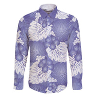 Purple Aloha Hawaii Family Matching Off The Shoulder Long Sleeve Dress and Hawaiian Shirt Monstera Hibiscus Plumeria Seamless Vibes LT14 Dad's Shirt - Long Sleeve Purple - Polynesian Pride