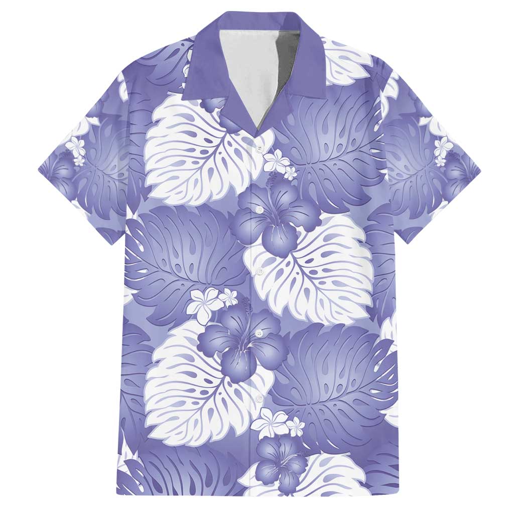 Purple Aloha Hawaii Family Matching Off Shoulder Maxi Dress and Hawaiian Shirt Monstera Hibiscus Plumeria Seamless Vibes LT14 Dad's Shirt - Short Sleeve Purple - Polynesian Pride