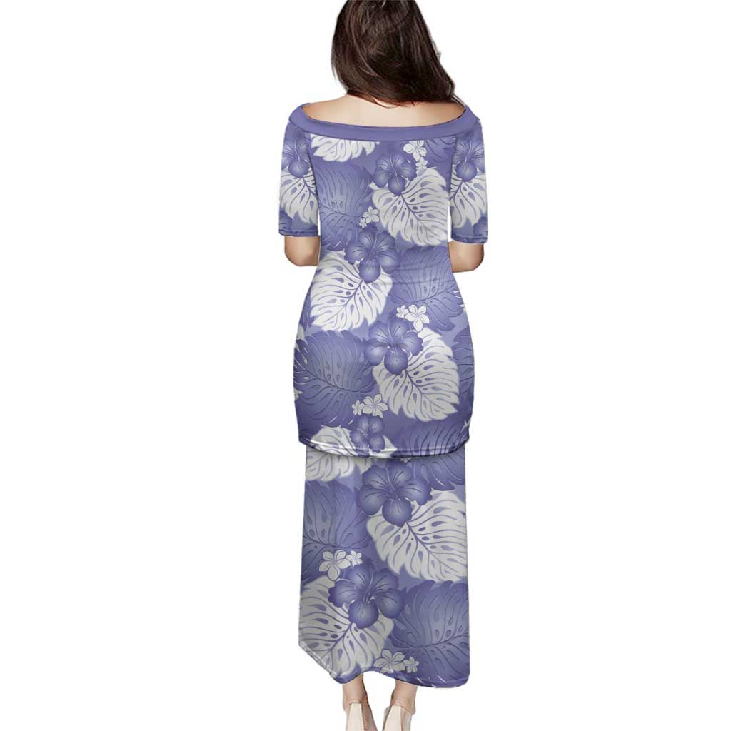 Purple Aloha Hawaii Family Matching Puletasi and Hawaiian Shirt Monstera Hibiscus Plumeria Seamless Vibes LT14 - Polynesian Pride