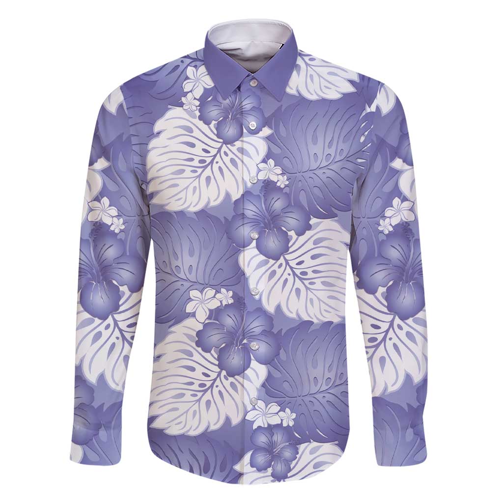 Purple Aloha Hawaii Family Matching Short Sleeve Bodycon Dress and Hawaiian Shirt Monstera Hibiscus Plumeria Seamless Vibes LT14 Dad's Shirt - Long Sleeve Purple - Polynesian Pride