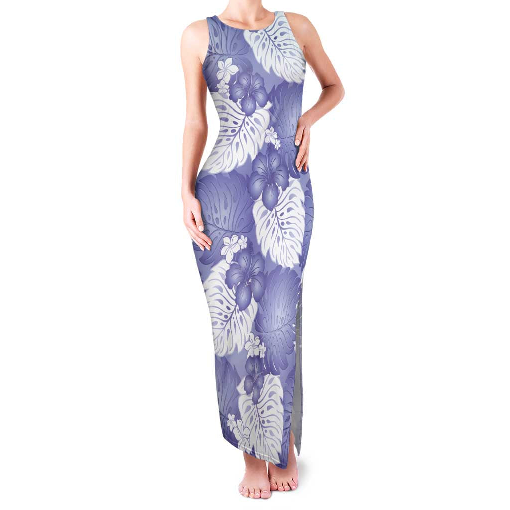 Purple Aloha Hawaii Family Matching Tank Maxi Dress and Hawaiian Shirt Monstera Hibiscus Plumeria Seamless Vibes LT14 Mom's Dress Purple - Polynesian Pride