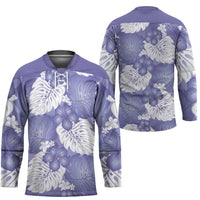 Purple Aloha Hawaii Hockey Jersey Monstera Hibiscus Plumeria Seamless Vibes LT14 - Polynesian Pride