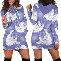 Purple Aloha Hawaii Hoodie Dress Monstera Hibiscus Plumeria Seamless Vibes LT14 - Polynesian Pride