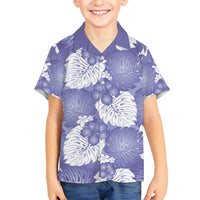 Purple Aloha Hawaii Kid Hawaiian Shirt Monstera Hibiscus Plumeria Seamless Vibes LT14 Kid Purple - Polynesian Pride